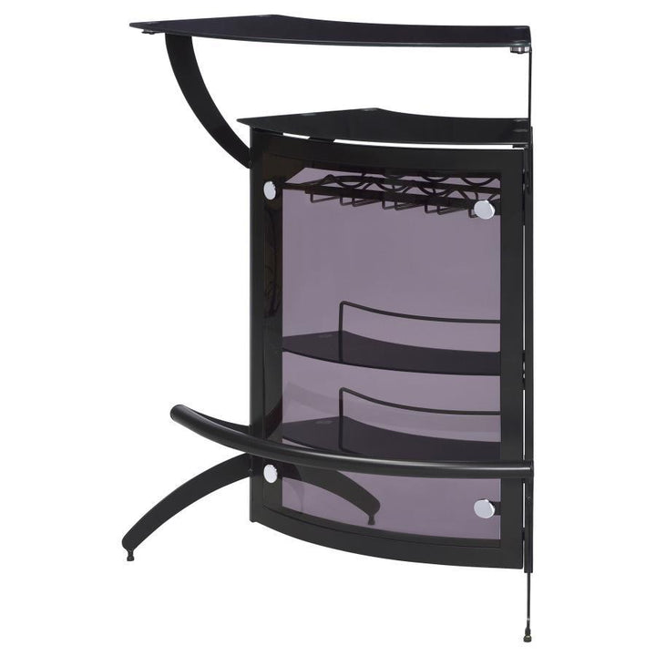Dallas - 2 - Shelf Curved Freestanding Home Bar Cabinet - Black Home Bars modern furniture Contempo Furniture