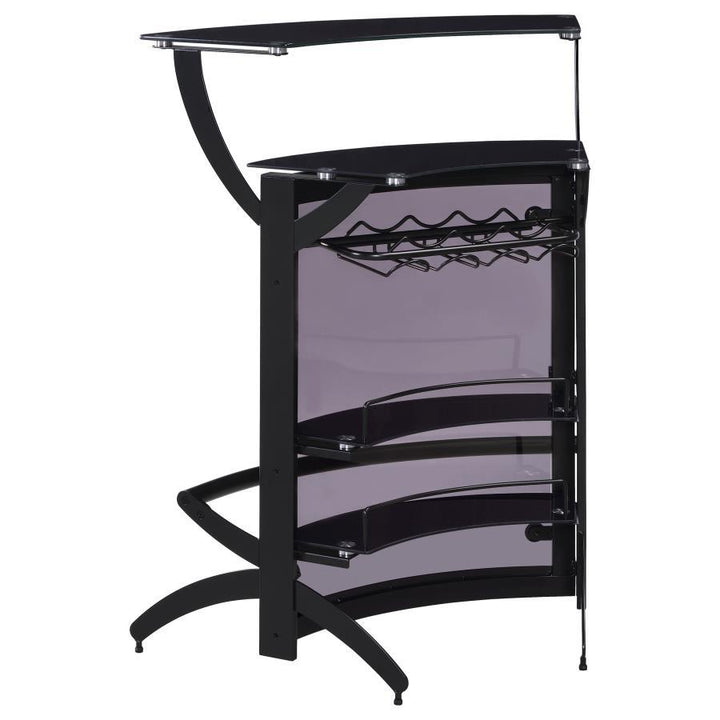 Dallas - 2 - Shelf Curved Freestanding Home Bar Cabinet - Black Home Bars modern furniture Contempo Furniture