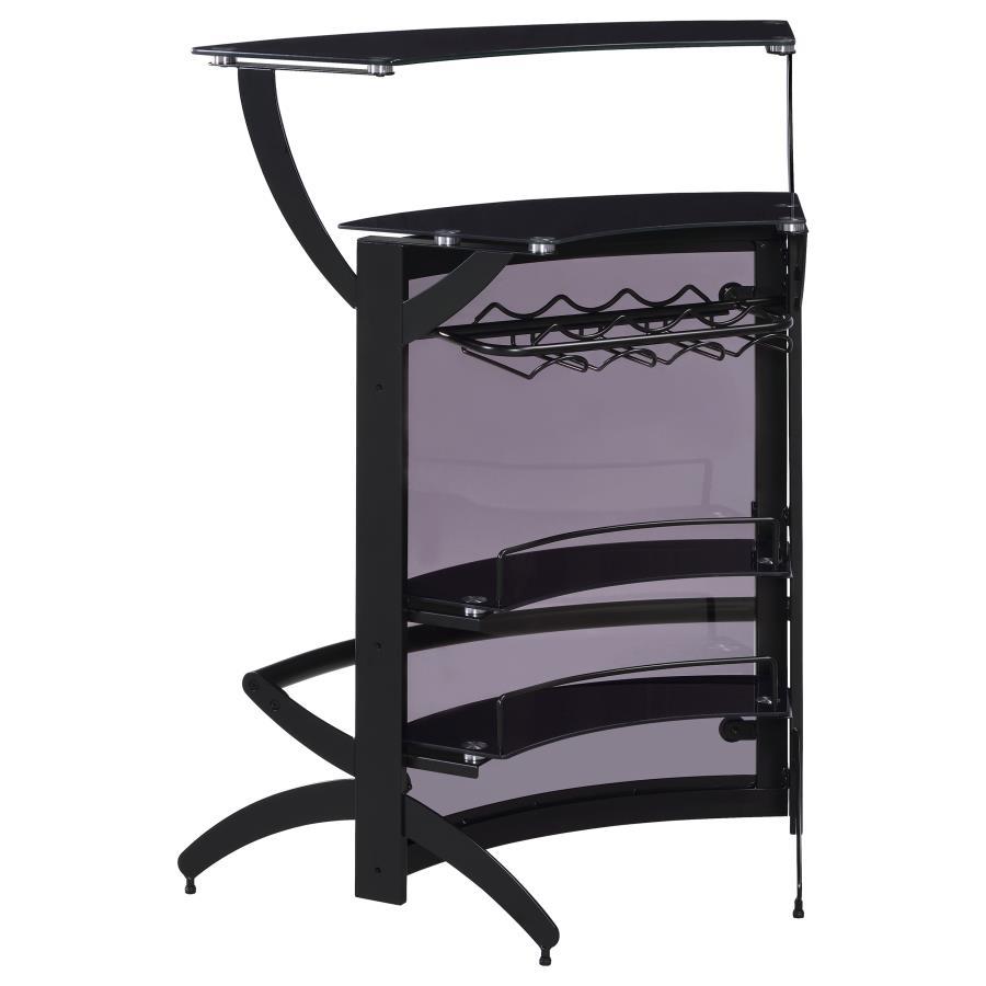 Dallas - 2 - Shelf Curved Freestanding Home Bar Cabinet - Black Home Bars modern furniture Contempo Furniture