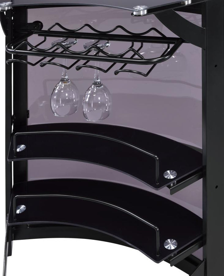 Dallas - 2 - Shelf Curved Freestanding Home Bar Cabinet - Black Home Bars modern furniture Contempo Furniture