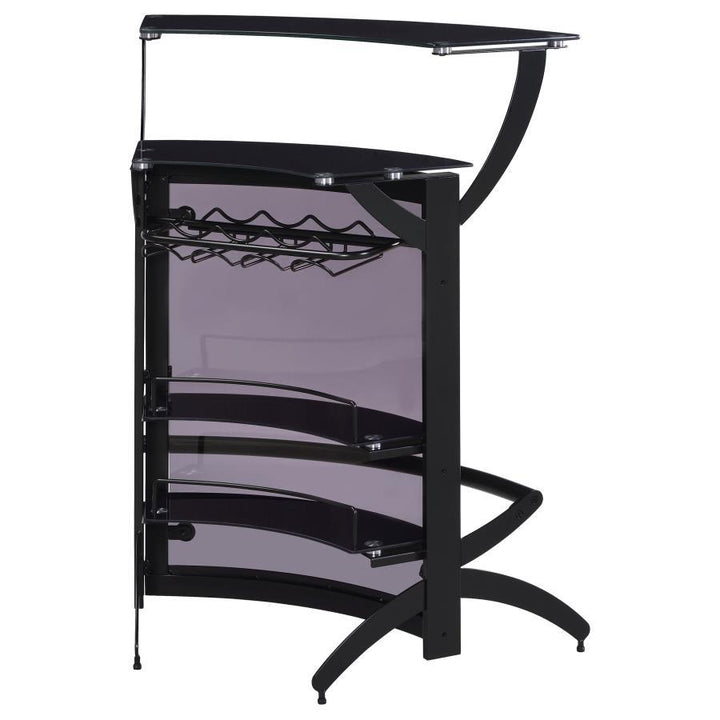 Dallas - 2 - Shelf Curved Freestanding Home Bar Cabinet - Black Home Bars modern furniture Contempo Furniture