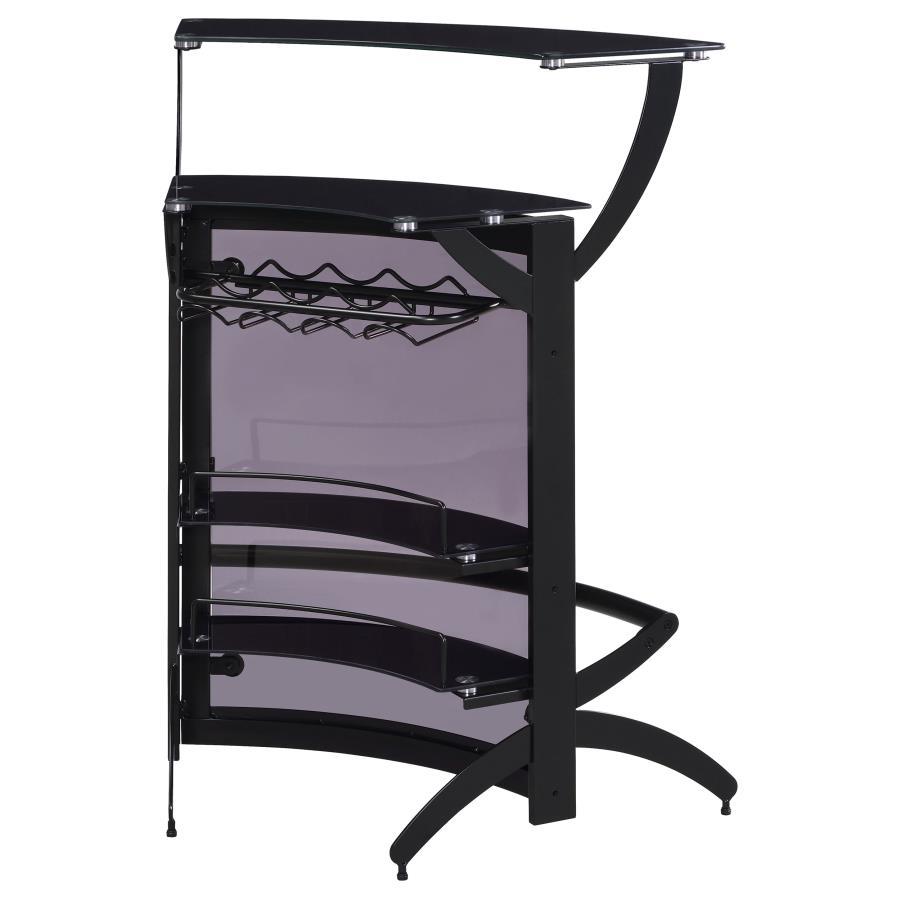 Dallas - 2 - Shelf Curved Freestanding Home Bar Cabinet - Black Home Bars modern furniture Contempo Furniture