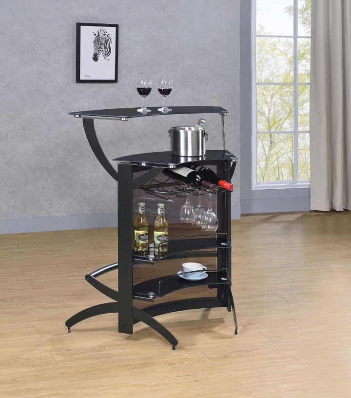 Dallas - 2 - Shelf Curved Freestanding Home Bar Cabinet - Black Home Bars modern furniture Contempo Furniture