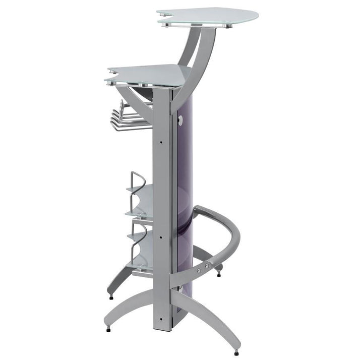 Dallas - 2 - Shelf Curved Freestanding Home Bar Cabinet - Silver Home Bars modern furniture Contempo Furniture
