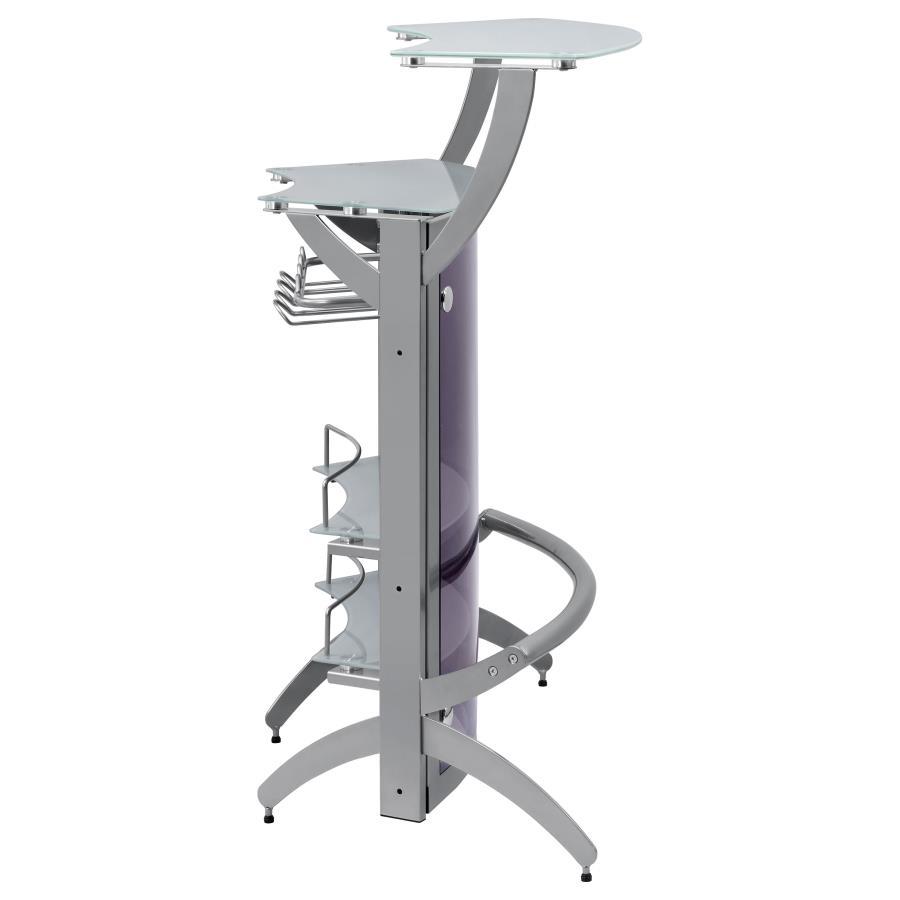 Dallas - 2 - Shelf Curved Freestanding Home Bar Cabinet - Silver Home Bars modern furniture Contempo Furniture