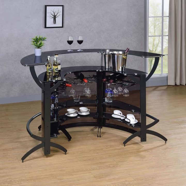 Dallas - 3 Piece Curved Freestanding Home Bar Cabinet - Black Home Bars modern furniture Contempo Furniture