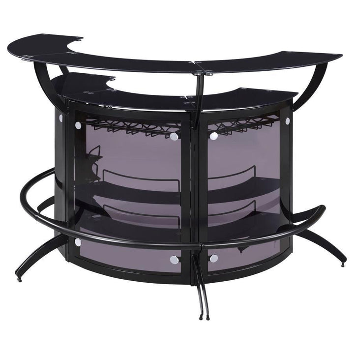 Dallas - 3 Piece Curved Freestanding Home Bar Cabinet - Black Home Bars modern furniture Contempo Furniture