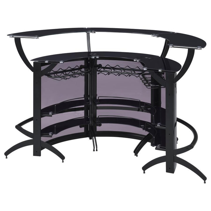 Dallas - 3 Piece Curved Freestanding Home Bar Cabinet - Black Home Bars modern furniture Contempo Furniture