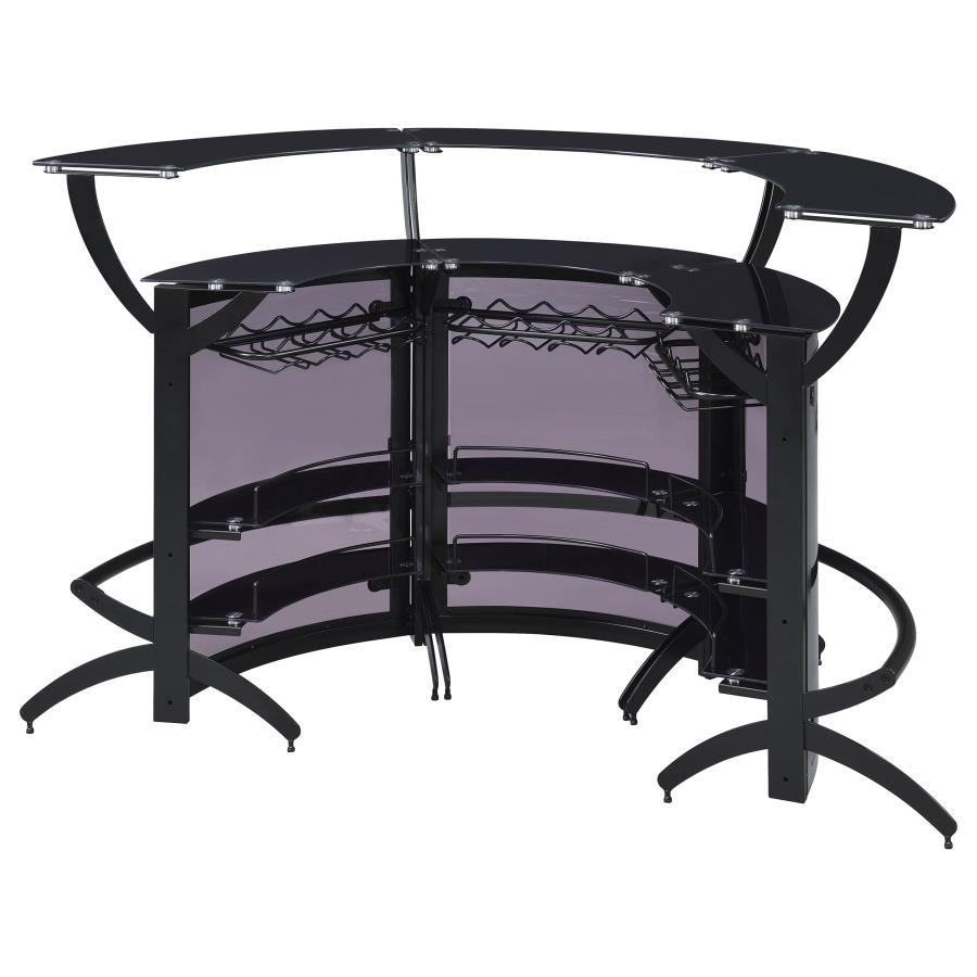 Dallas - 3 Piece Curved Freestanding Home Bar Cabinet - Black Home Bars modern furniture Contempo Furniture