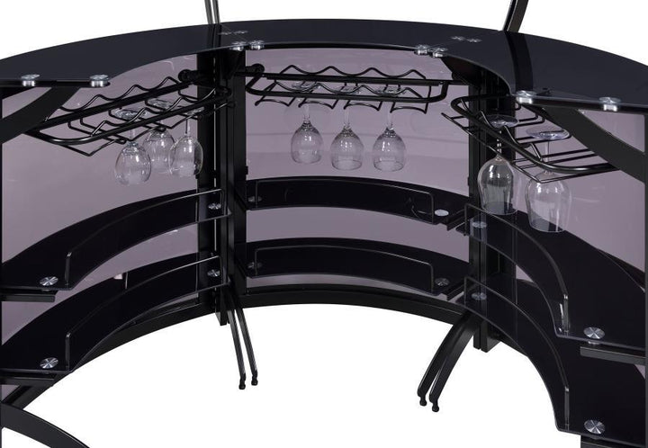 Dallas - 3 Piece Curved Freestanding Home Bar Cabinet - Black Home Bars modern furniture Contempo Furniture