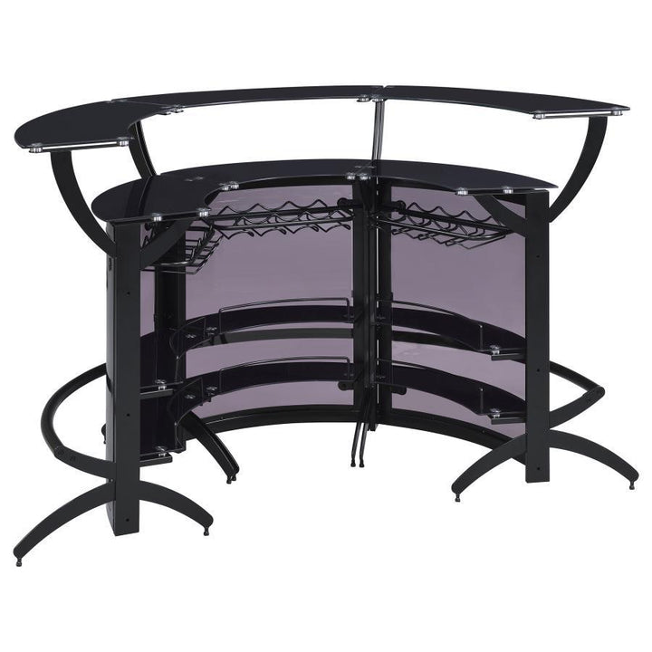 Dallas - 3 Piece Curved Freestanding Home Bar Cabinet - Black Home Bars modern furniture Contempo Furniture
