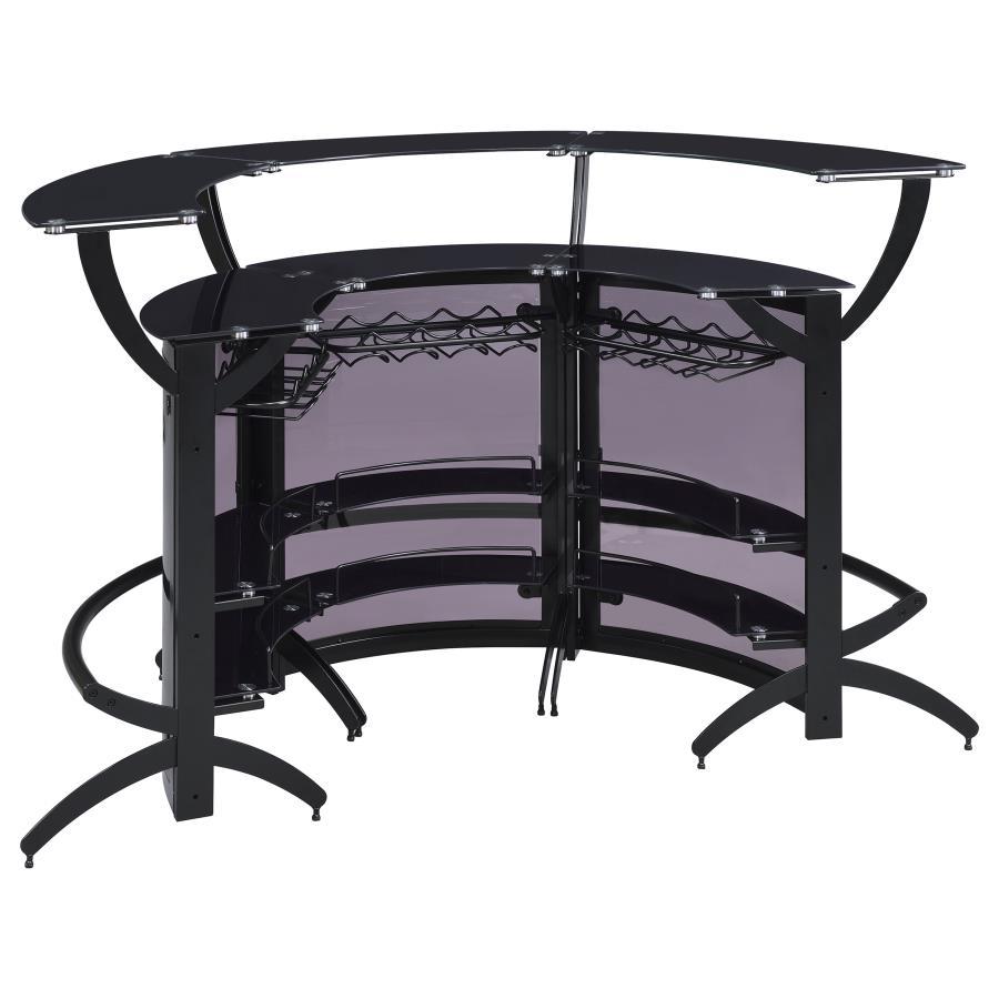 Dallas - 3 Piece Curved Freestanding Home Bar Cabinet - Black Home Bars modern furniture Contempo Furniture