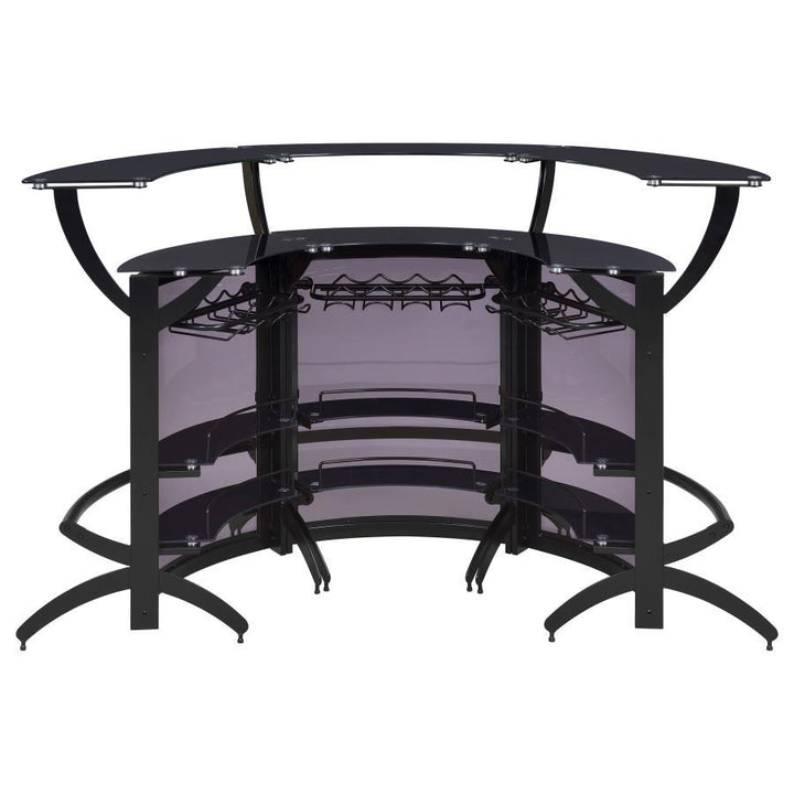Dallas - 3 Piece Curved Freestanding Home Bar Cabinet - Black Home Bars modern furniture Contempo Furniture