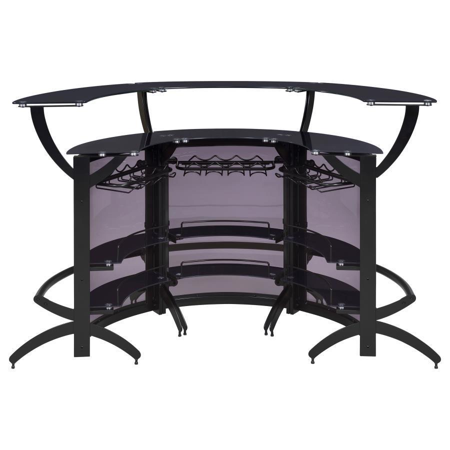 Dallas - 3 Piece Curved Freestanding Home Bar Cabinet - Black Home Bars modern furniture Contempo Furniture