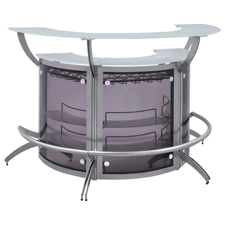 Dallas - 3 Piece Curved Freestanding Home Bar Cabinet - Silver Home Bars modern furniture Contempo Furniture