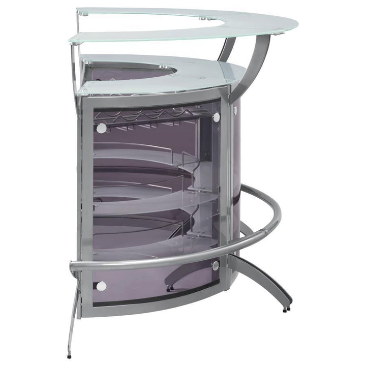 Dallas - 3 Piece Curved Freestanding Home Bar Cabinet - Silver Home Bars modern furniture Contempo Furniture