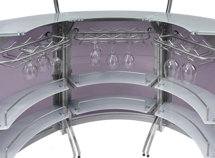 Dallas - 3 Piece Curved Freestanding Home Bar Cabinet - Silver Home Bars modern furniture Contempo Furniture