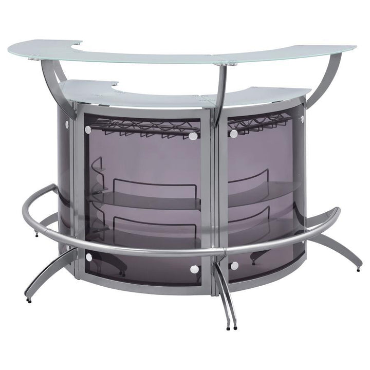 Dallas - 3 Piece Curved Freestanding Home Bar Cabinet - Silver Home Bars modern furniture Contempo Furniture