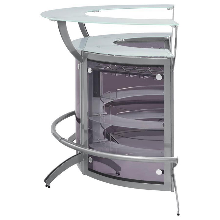 Dallas - 3 Piece Curved Freestanding Home Bar Cabinet - Silver Home Bars modern furniture Contempo Furniture