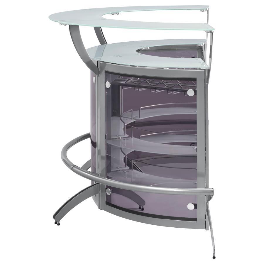 Dallas - 3 Piece Curved Freestanding Home Bar Cabinet - Silver Home Bars modern furniture Contempo Furniture