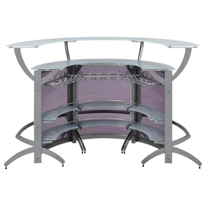 Dallas - 3 Piece Curved Freestanding Home Bar Cabinet - Silver Home Bars modern furniture Contempo Furniture