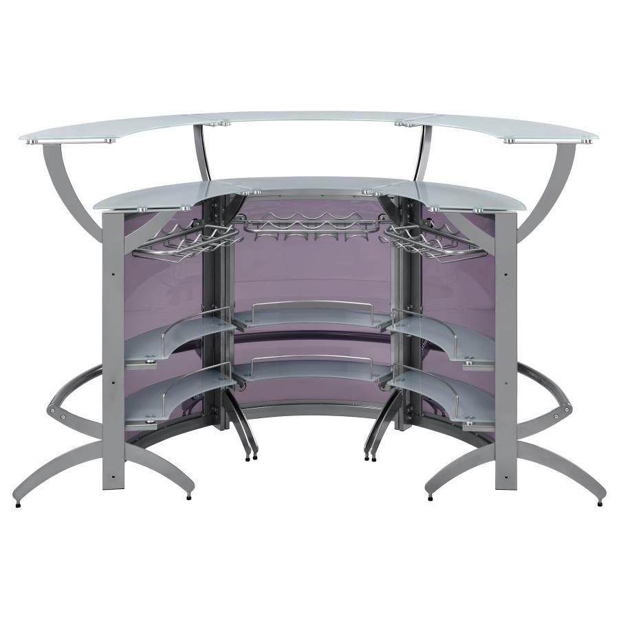 Dallas - 3 Piece Curved Freestanding Home Bar Cabinet - Silver Home Bars modern furniture Contempo Furniture