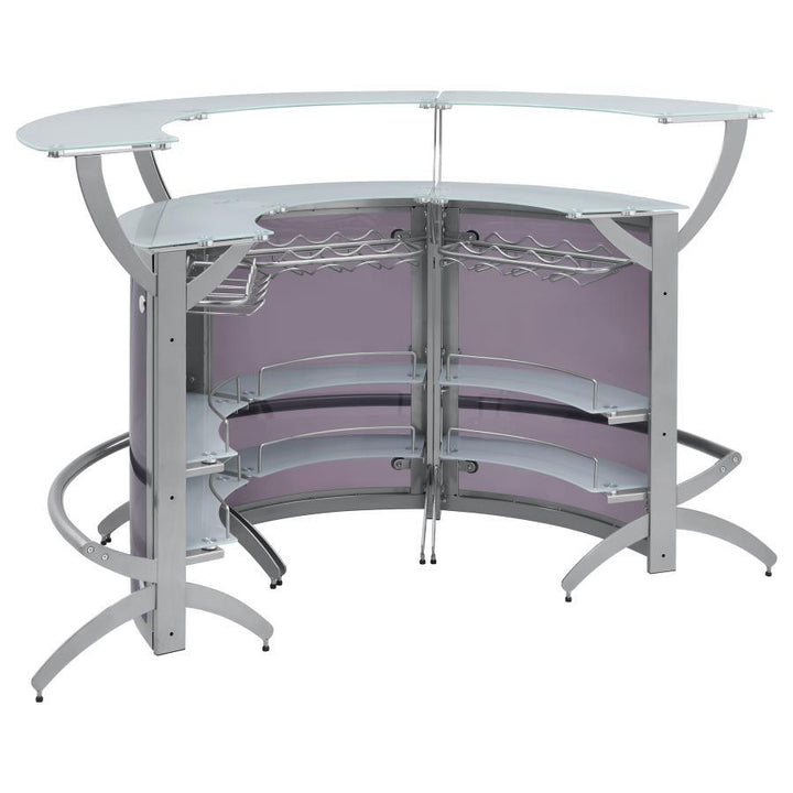 Dallas - 3 Piece Curved Freestanding Home Bar Cabinet - Silver Home Bars modern furniture Contempo Furniture