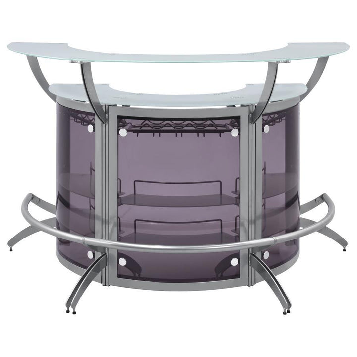 Dallas - 3 Piece Curved Freestanding Home Bar Cabinet - Silver Home Bars modern furniture Contempo Furniture