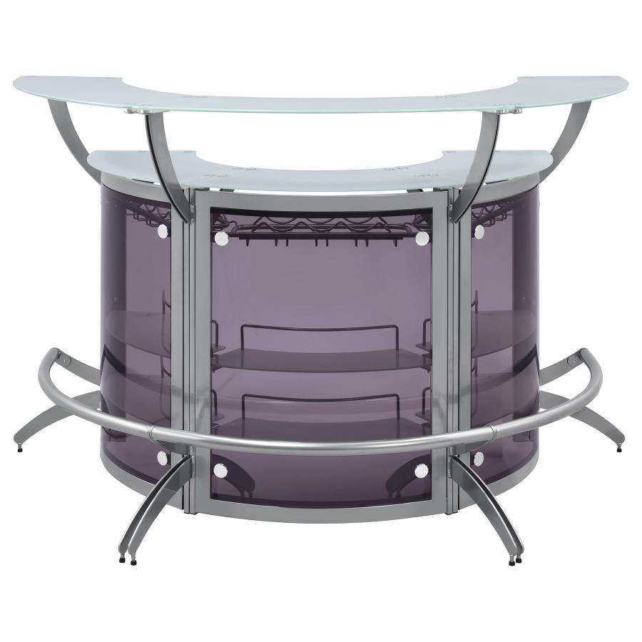 Dallas - 3 Piece Curved Freestanding Home Bar Cabinet - Silver Home Bars modern furniture Contempo Furniture