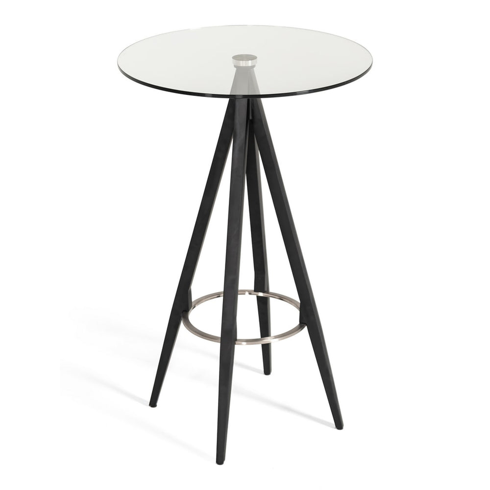 Dallas - Clear Glass and Black Metal Bar Table