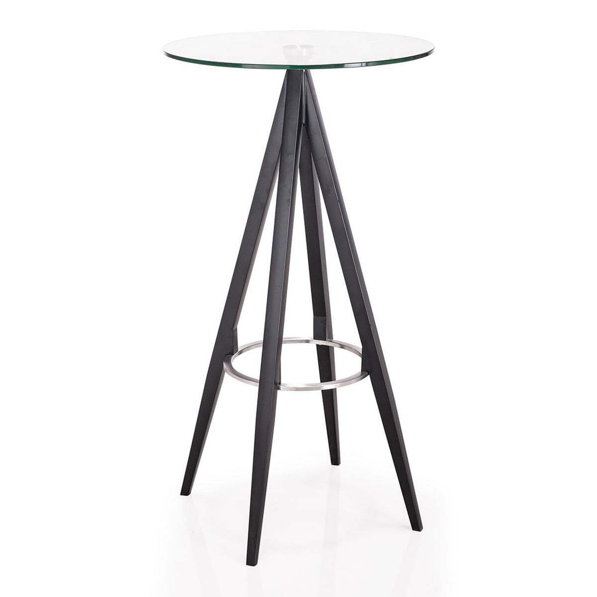 Dallas - Clear Glass and Black Metal Bar Table