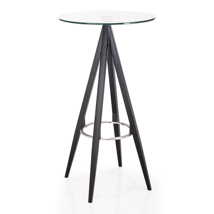 Dallas - Clear Glass and Black Metal Bar Table