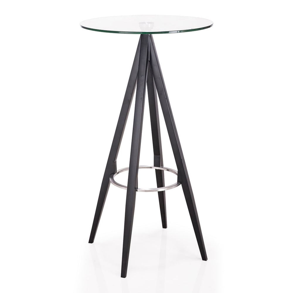 Dallas - Clear Glass and Black Metal Bar Table
