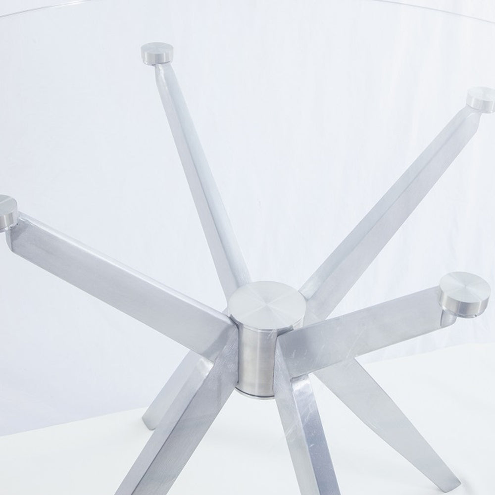 Dallas - Modern Brushed Stainless Steel Dining Table - View 15
