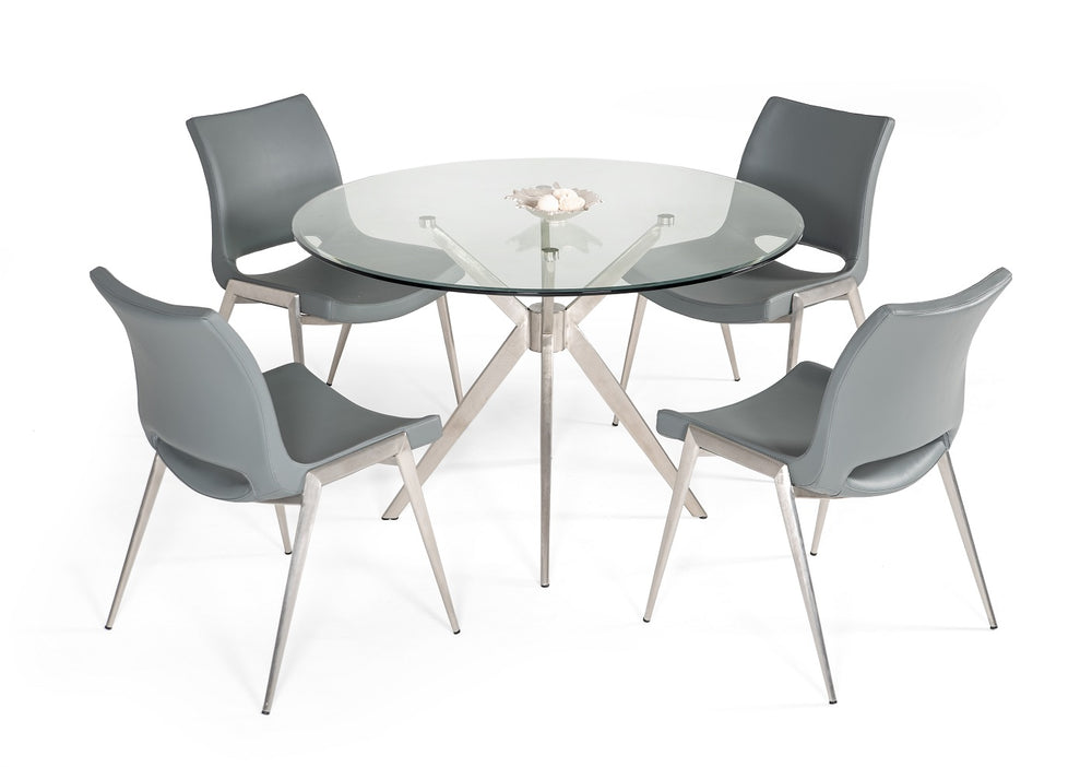 Dallas - Modern Brushed Stainless Steel Dining Table - View 4