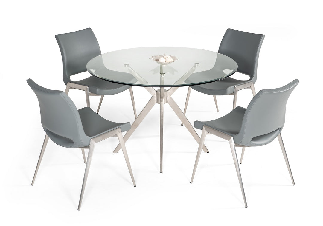 Dallas  Modern Brushed Stainless Steel Dining Table
