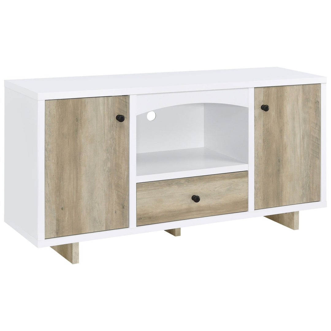 Dalton - 2 Door Storage Credenza - White And Distressed Pine Credenzas modern furniture Contempo Furniture