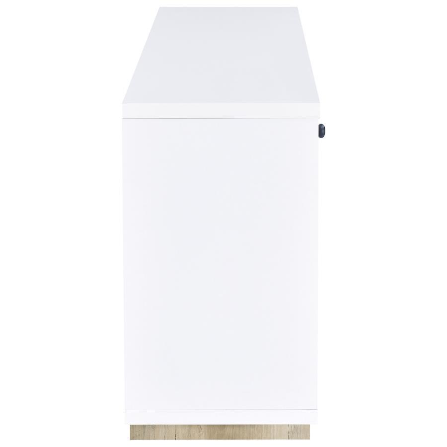 Dalton - 2 Door Storage Credenza - White And Distressed Pine Credenzas modern furniture Contempo Furniture
