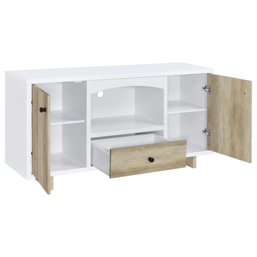 Dalton - 2 Door Storage Credenza - White And Distressed Pine Credenzas modern furniture Contempo Furniture