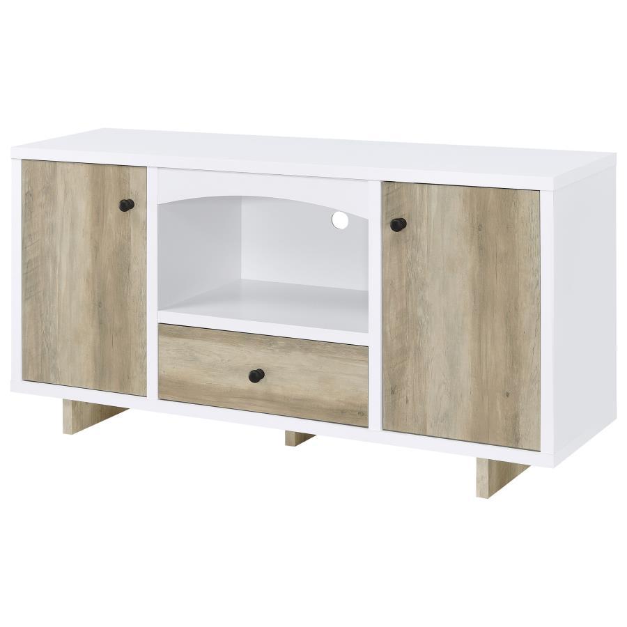 Dalton - 2 Door Storage Credenza - White And Distressed Pine Credenzas modern furniture Contempo Furniture