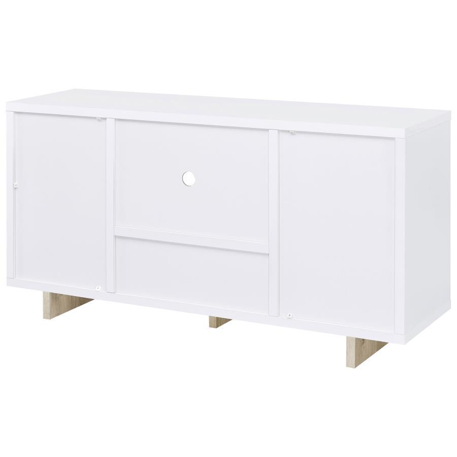 Dalton - 2 Door Storage Credenza - White And Distressed Pine Credenzas modern furniture Contempo Furniture