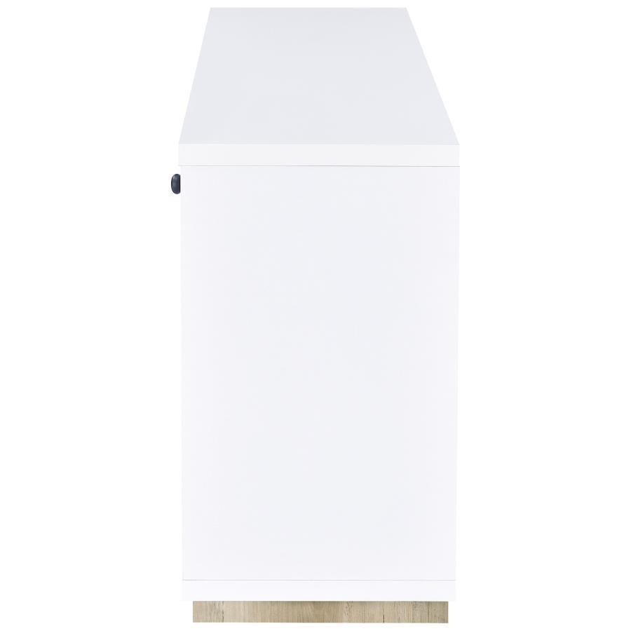 Dalton - 2 Door Storage Credenza - White And Distressed Pine Credenzas modern furniture Contempo Furniture