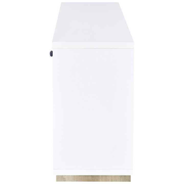 Dalton - 2 Door Storage Credenza - White And Distressed Pine Credenzas modern furniture Contempo Furniture