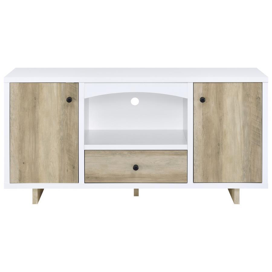 Dalton - 2 Door Storage Credenza - White And Distressed Pine Credenzas modern furniture Contempo Furniture