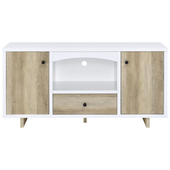 Dalton - 2 Door Storage Credenza - White And Distressed Pine Credenzas modern furniture Contempo Furniture
