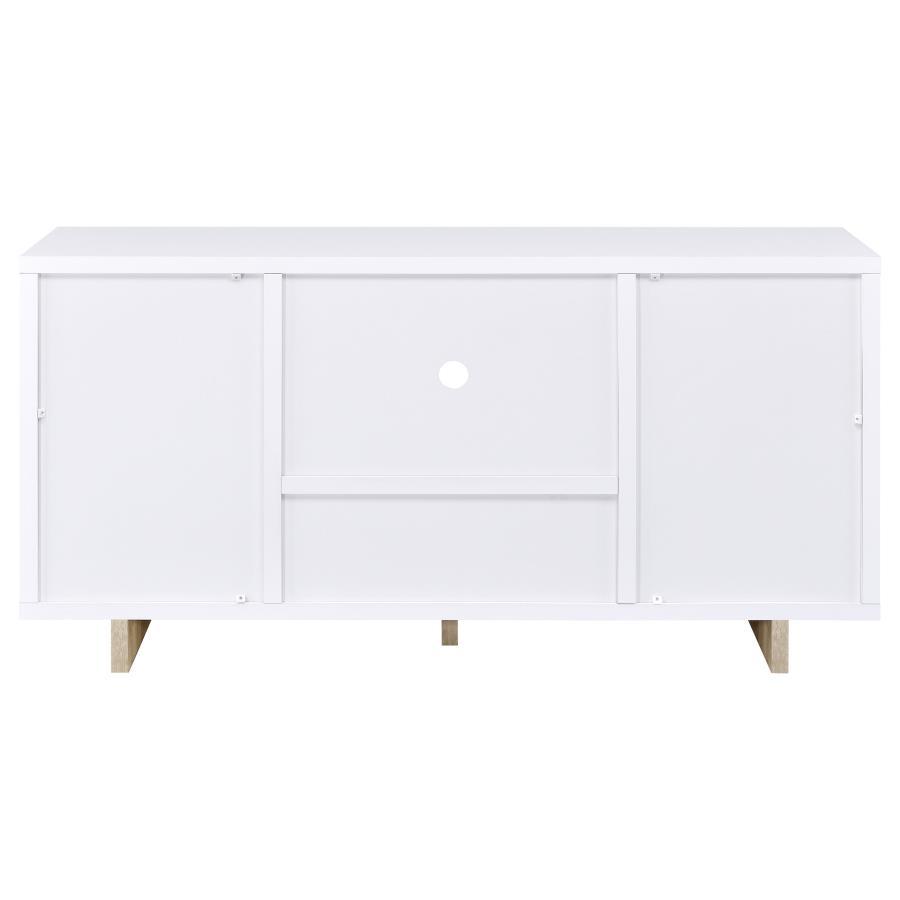 Dalton - 2 Door Storage Credenza - White And Distressed Pine Credenzas modern furniture Contempo Furniture