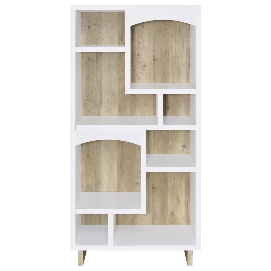 Dalton - 6 - Shelf Bookcase - White And Distressed Pine Standard Bookcase modern furniture Contempo Furniture