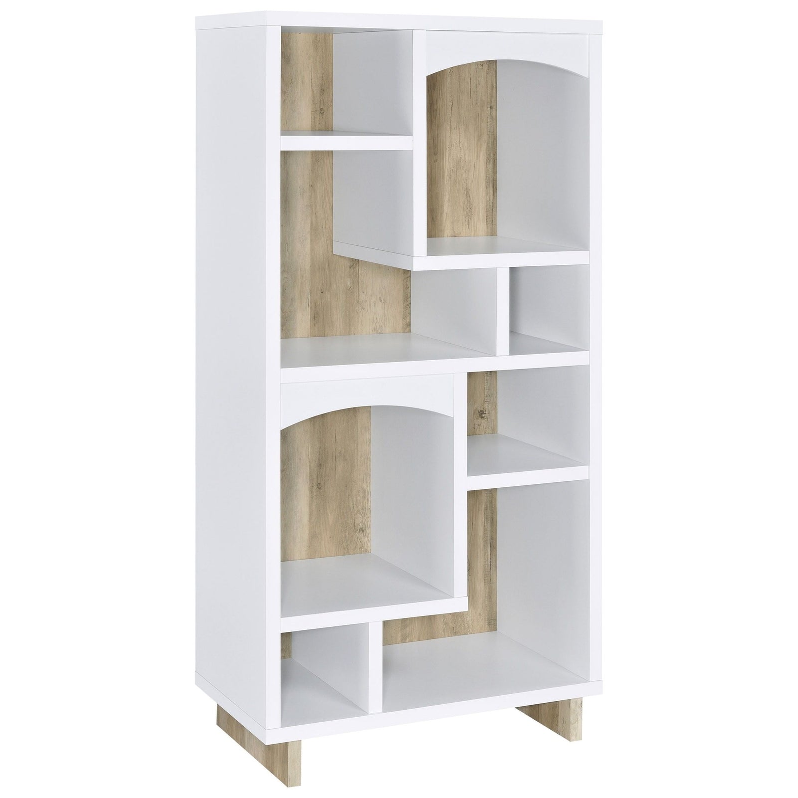 Dalton - 6 - Shelf Bookcase - White And Distressed Pine Standard Bookcase modern furniture Contempo Furniture
