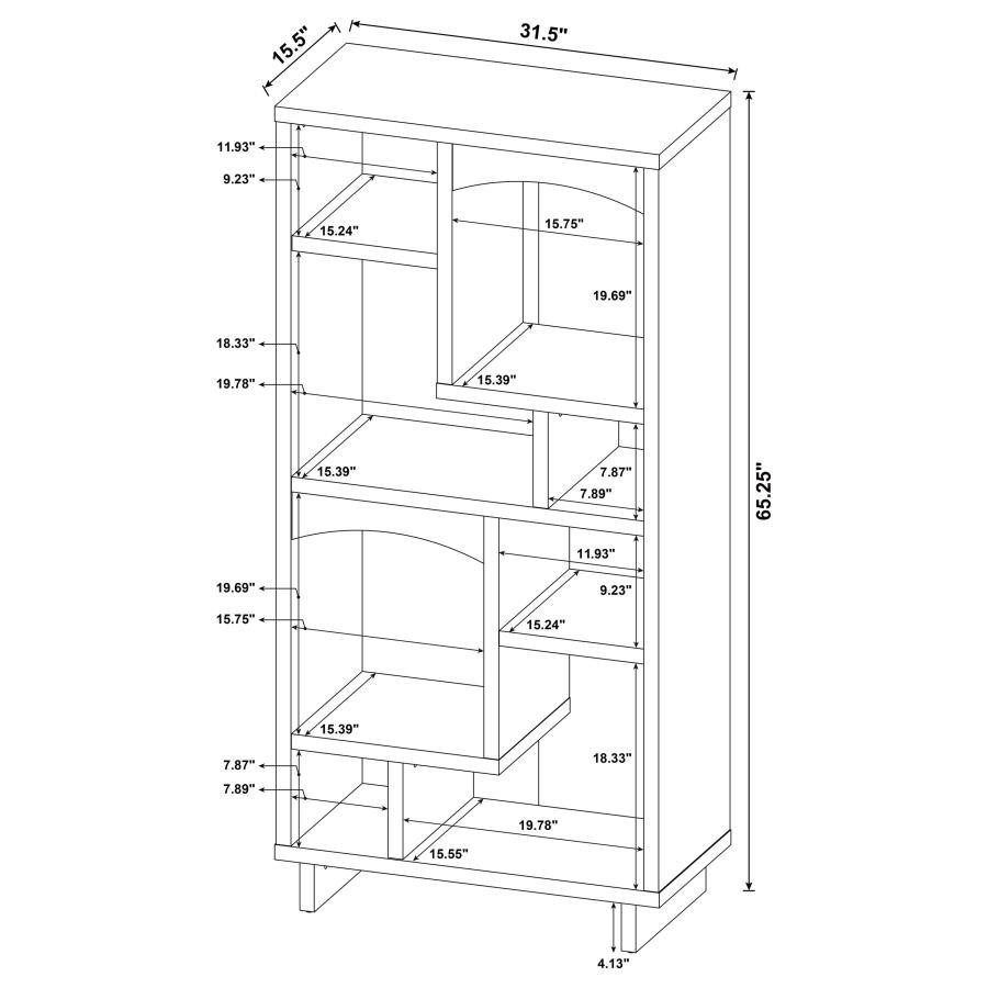 Dalton - 6 - Shelf Bookcase - White And Distressed Pine Standard Bookcase modern furniture Contempo Furniture