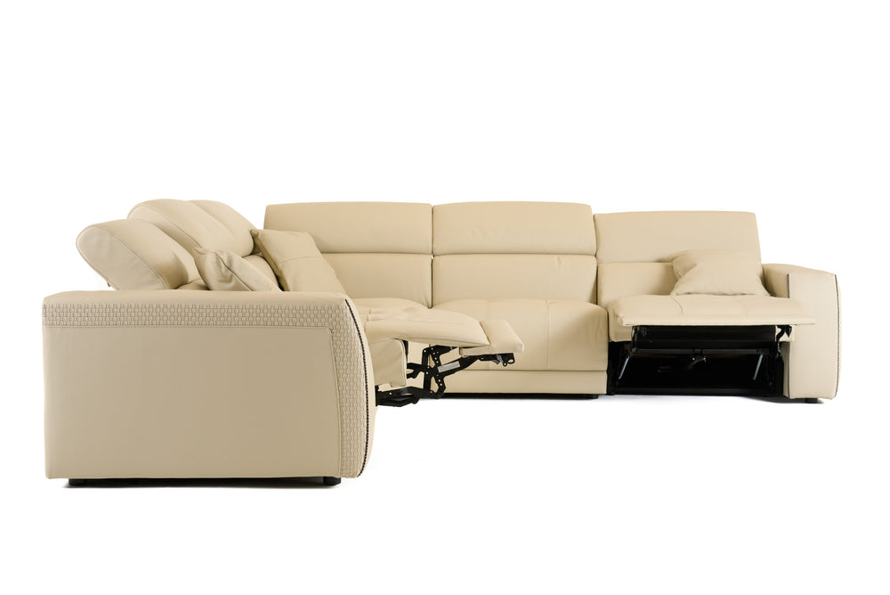 Dalton - Modern Italian Cream Leather Sectional Sofa + Recliners - View 2